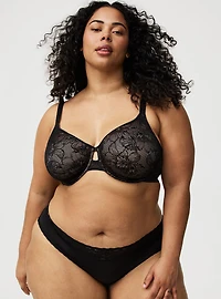 Full-Coverage Unlined Lace Bra