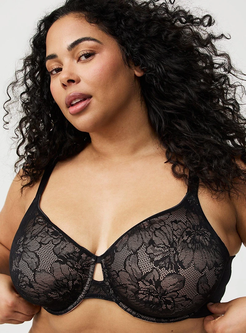 Full-Coverage Unlined Lace Bra