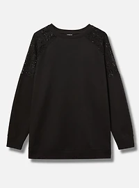 Crochet Shoulder Crew Sweatshirt