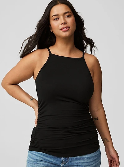 Foxy High Neck Ruched Cami