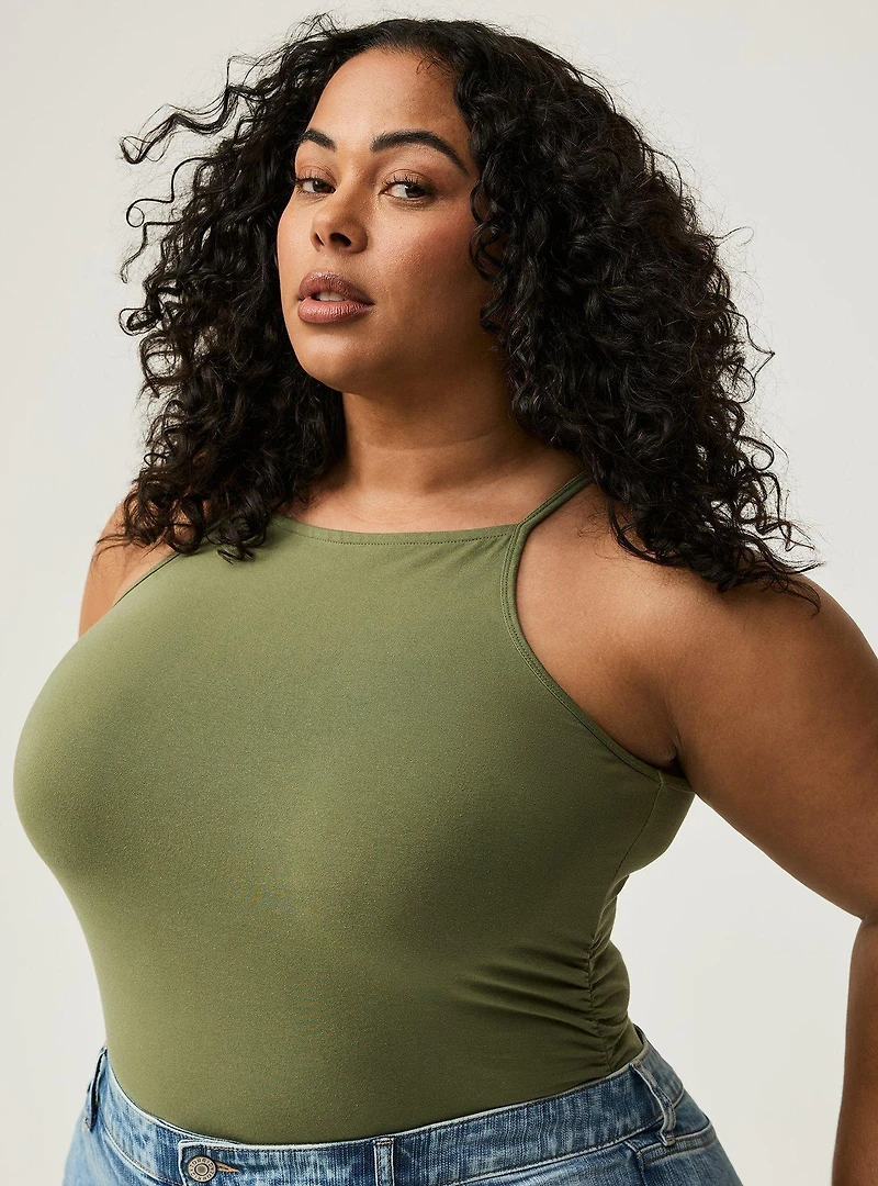 Foxy High Neck Ruched Cami
