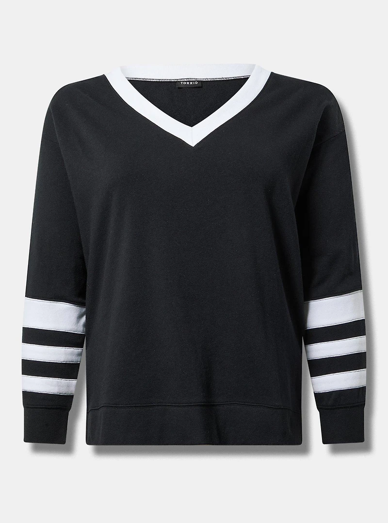 Step Hem V-Neck Sweatshirt