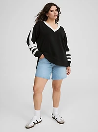 Step Hem V-Neck Sweatshirt