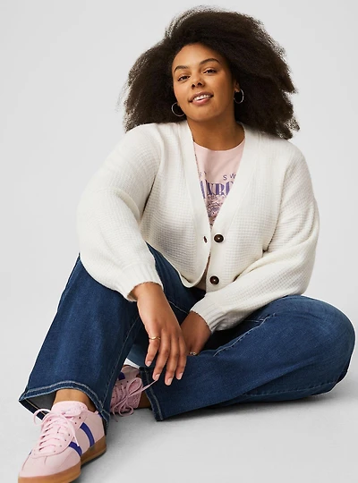 Drop Shoulder Textured Cardigan