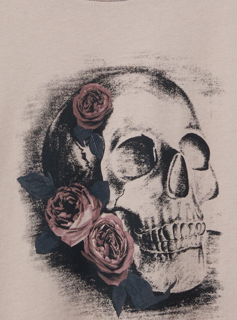 Skull Floral Classic Fit Crew Heritage Jersey Tee