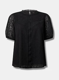 Lace Puff Short Sleeve Blouse