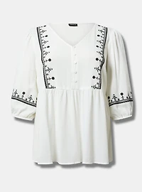 Long Sleeve Embroidered Blouse