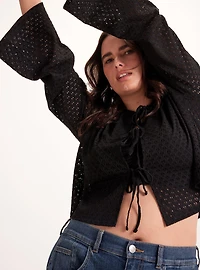Festi Lace Tie-Front Crop Top