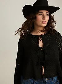 Festi Lace Tie-Front Crop Top