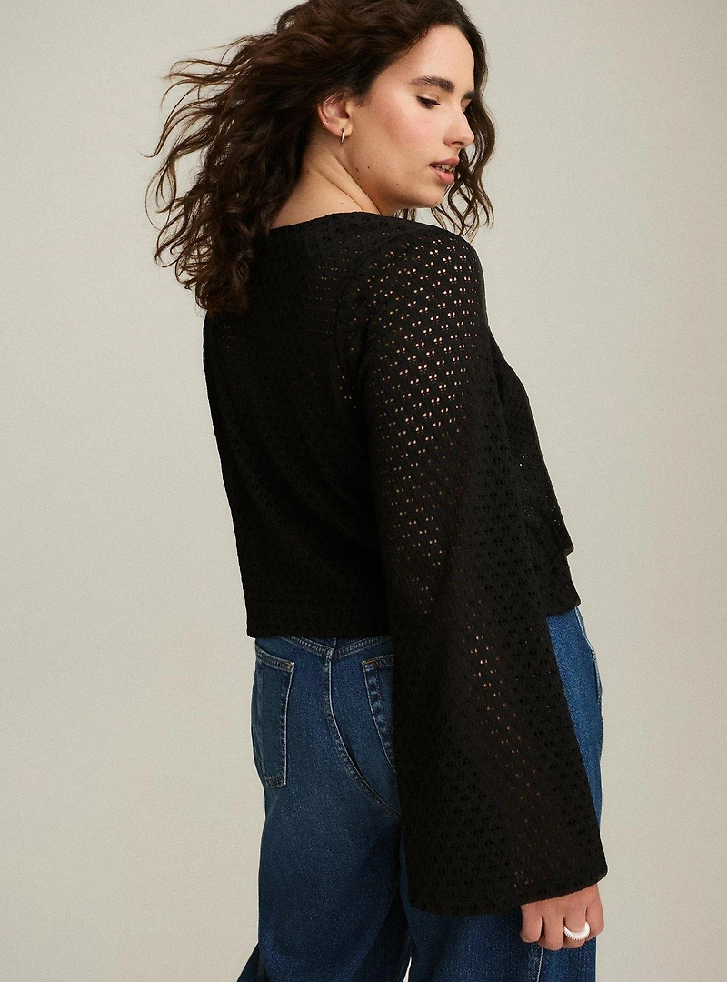 Festi Lace Tie-Front Crop Top