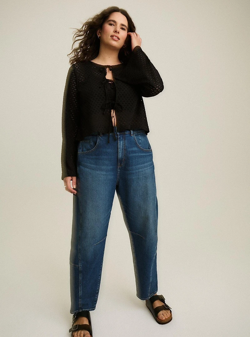 Festi Lace Tie-Front Crop Top