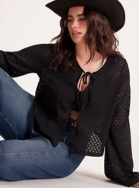 Festi Lace Tie-Front Crop Top