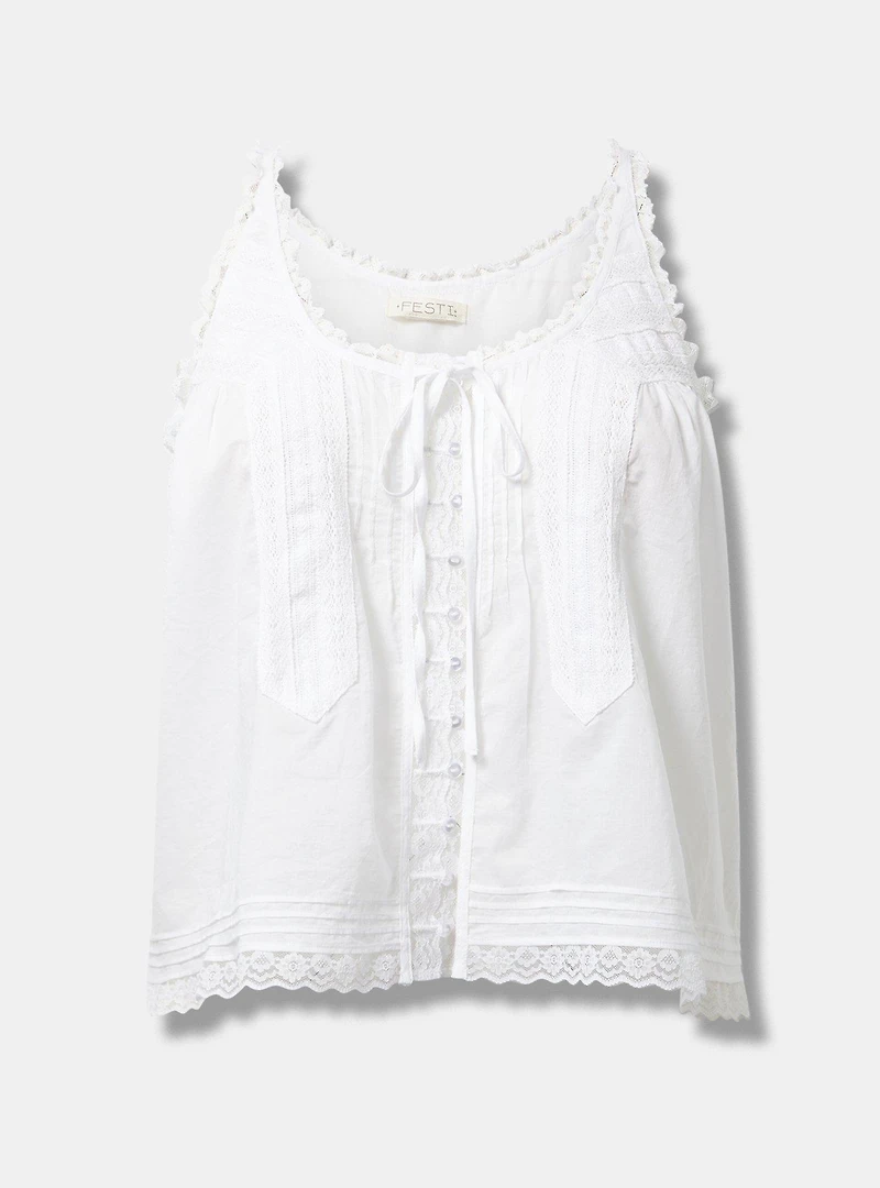 Festi Lace Tie-Front Tank