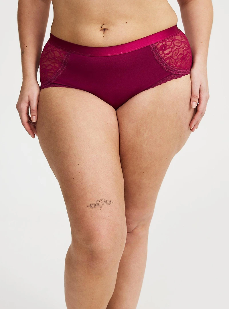 Cotton & Lace Mid-Rise Cheeky Panty