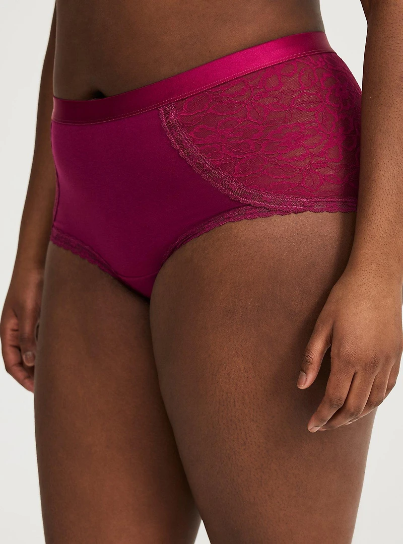 Cotton & Lace Mid-Rise Brief Panty