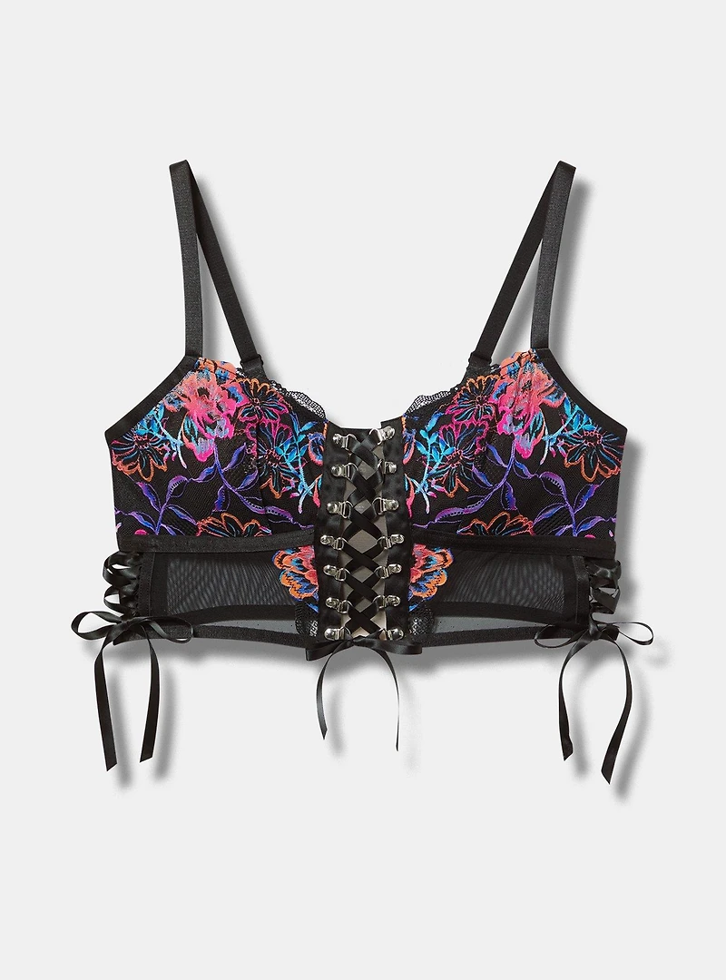 Lace-Up Longline Wire-Free Bralette