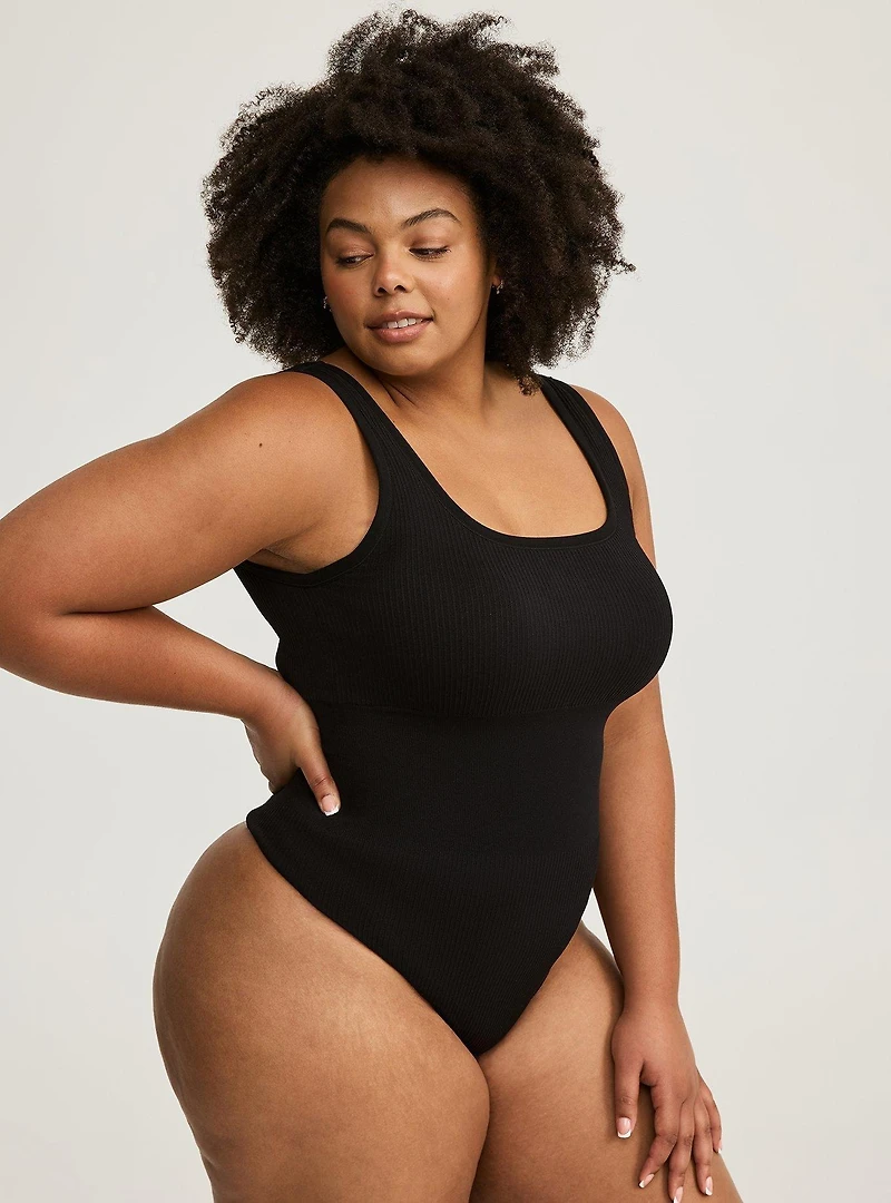 Lightly Lined Seamless Rib Square Bodysuit