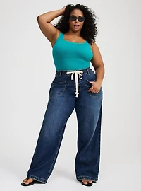 Lightly Lined Seamless Rib Square Bodysuit