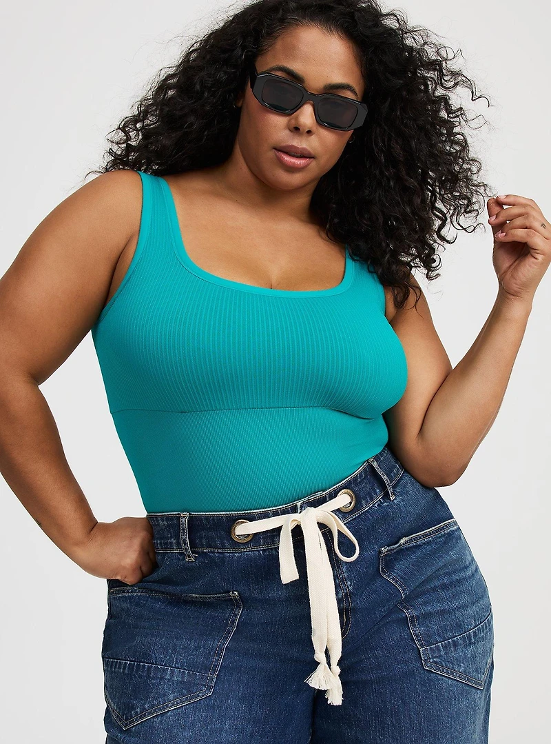 Lightly Lined Seamless Rib Square Bodysuit