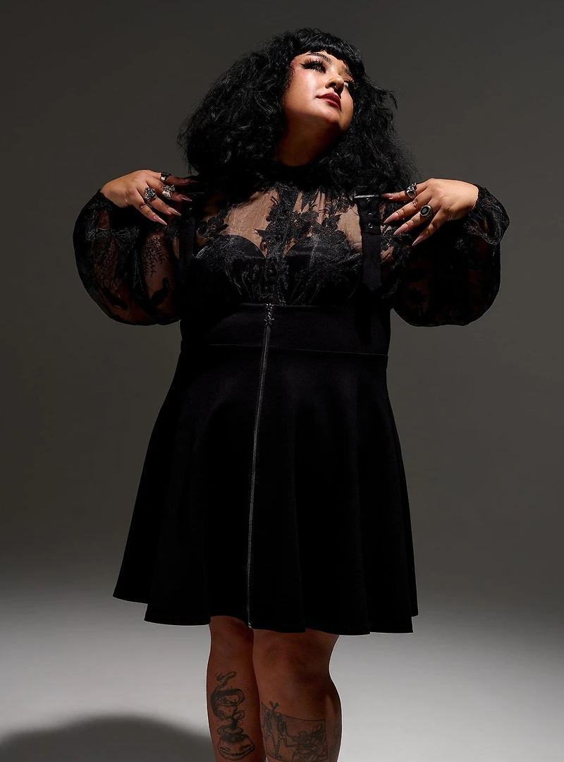 Nightfall Embroidered Mesh Top