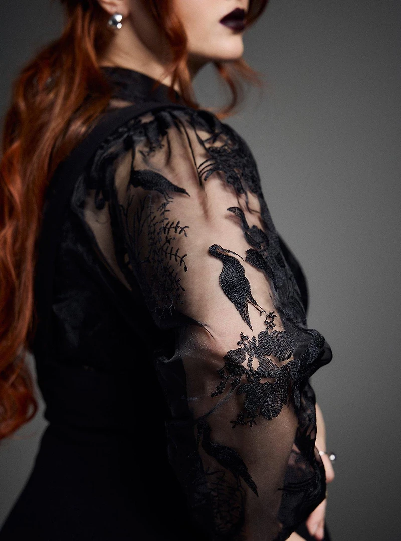 Nightfall Embroidered Mesh Top