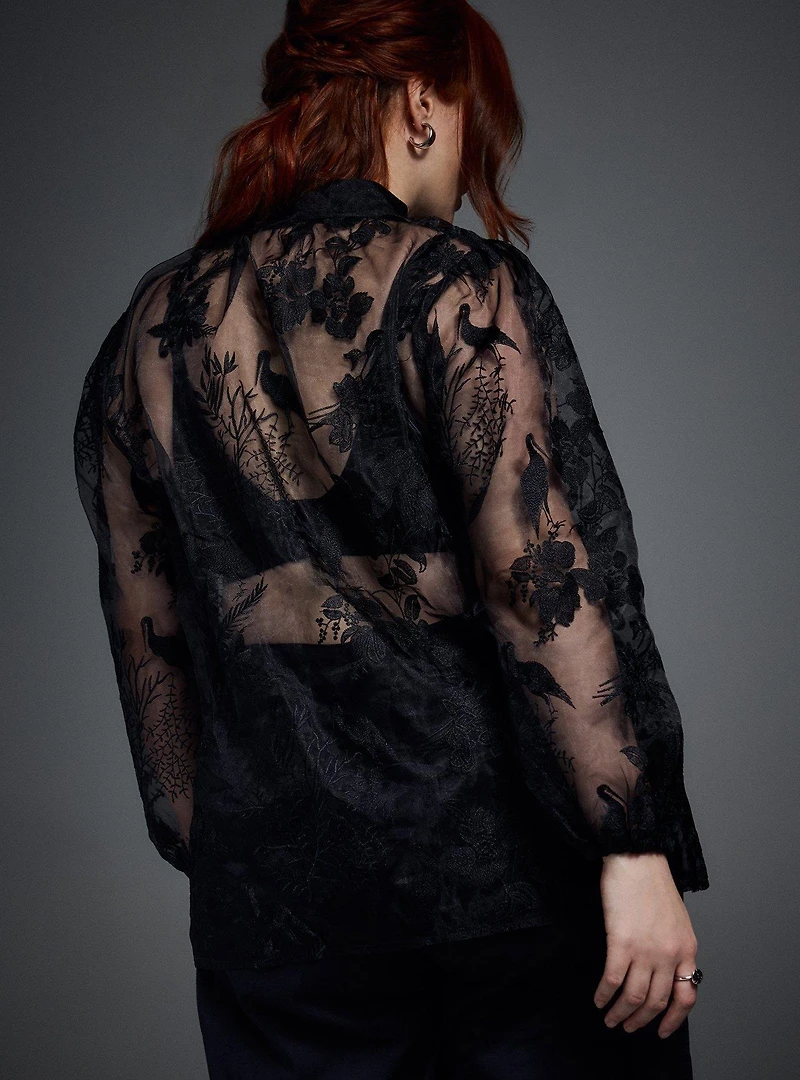 Nightfall Embroidered Mesh Top