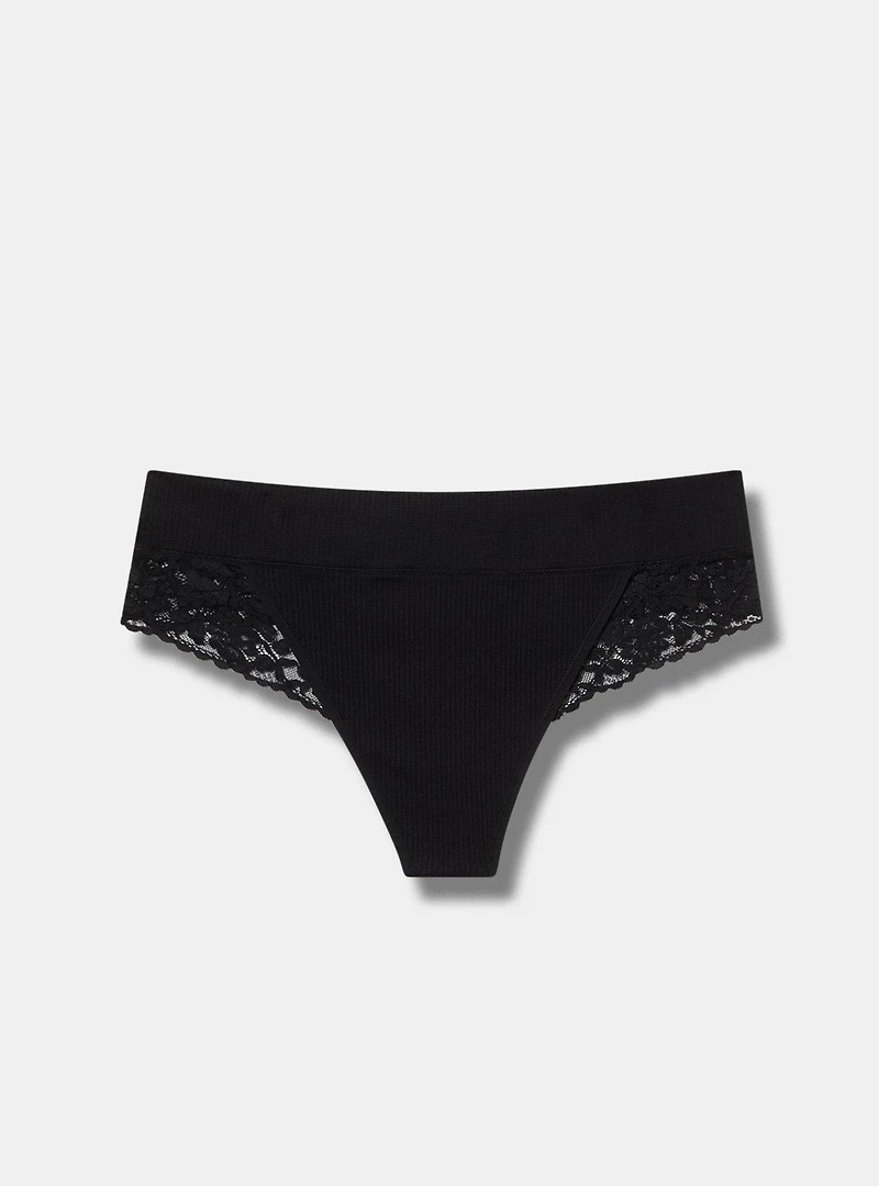 Seamless Rib Mid-Rise Thong Panty