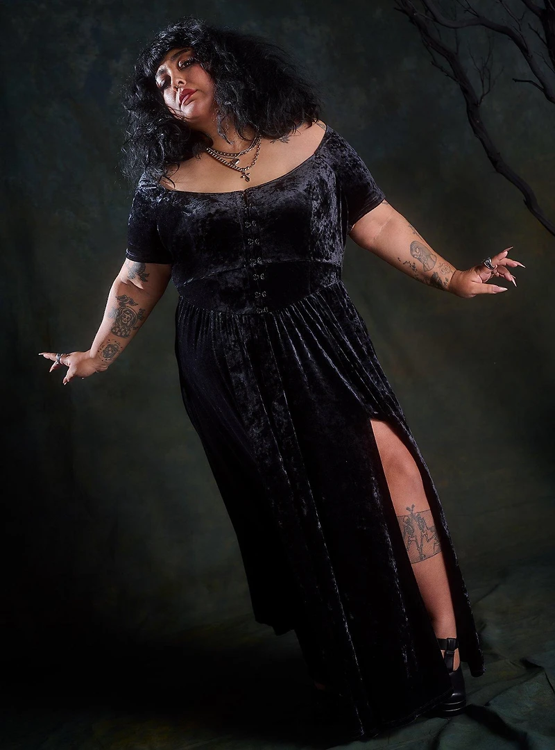 Nightfall Hook & Eye Velour Maxi Dress