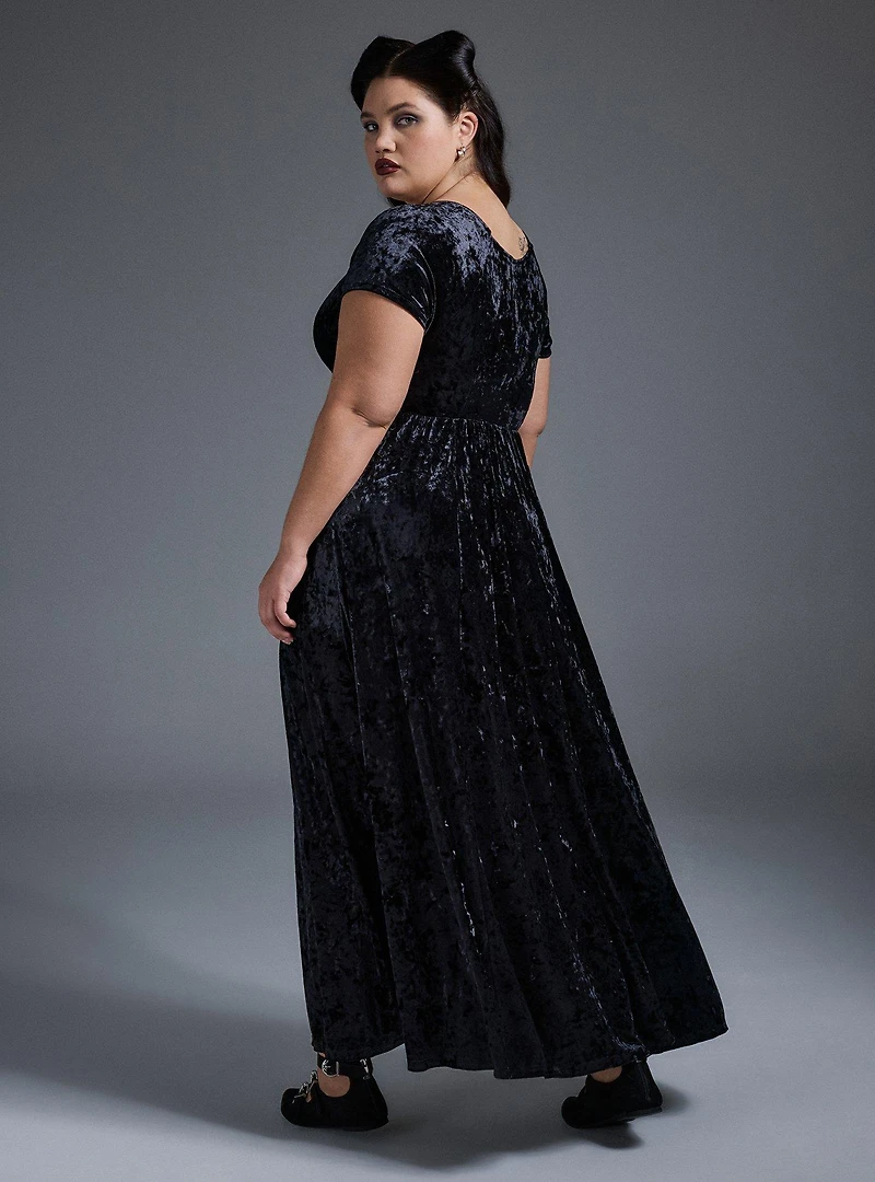 Nightfall Hook & Eye Velour Maxi Dress