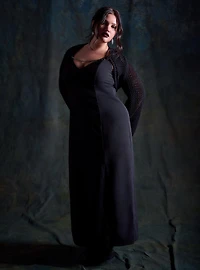 Nightfall Double Slit Lace Up Back Maxi Dress