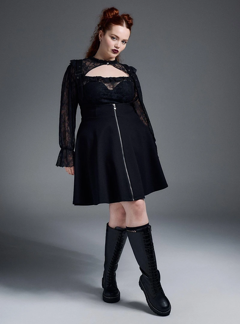 Nightfall Front-Zip Pinafore Dress