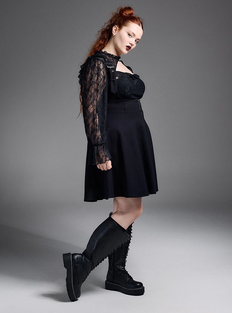 Nightfall Front-Zip Pinafore Dress