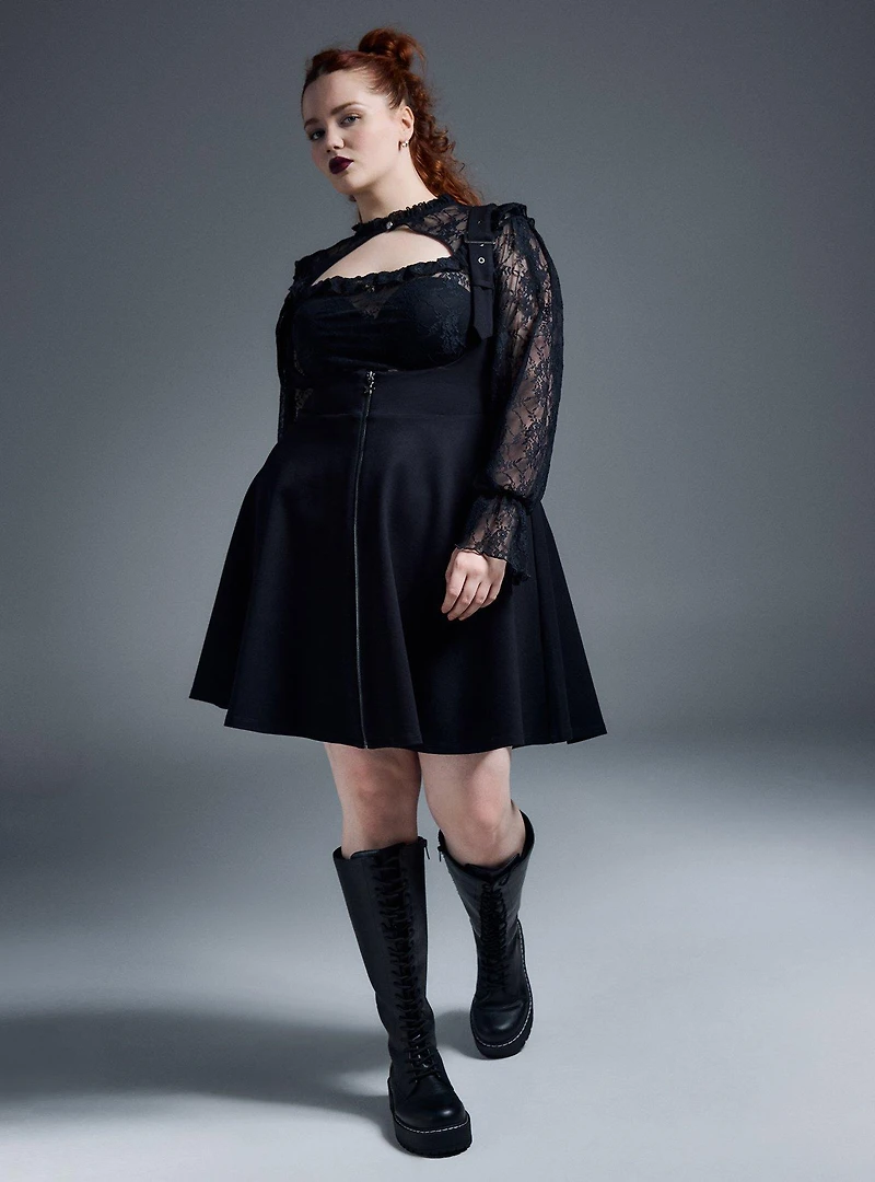 Nightfall Front-Zip Pinafore Dress