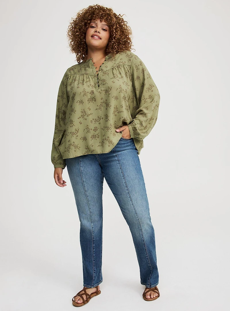 Relaxed Button-Front Blouse
