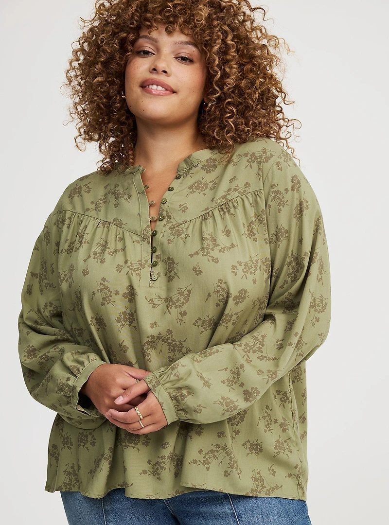 Relaxed Button-Front Blouse