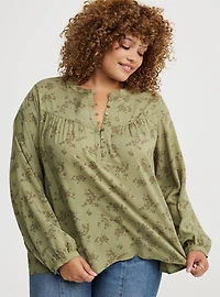 Relaxed Button-Front Blouse