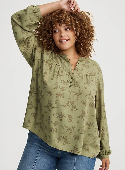 Relaxed Button-Front Blouse