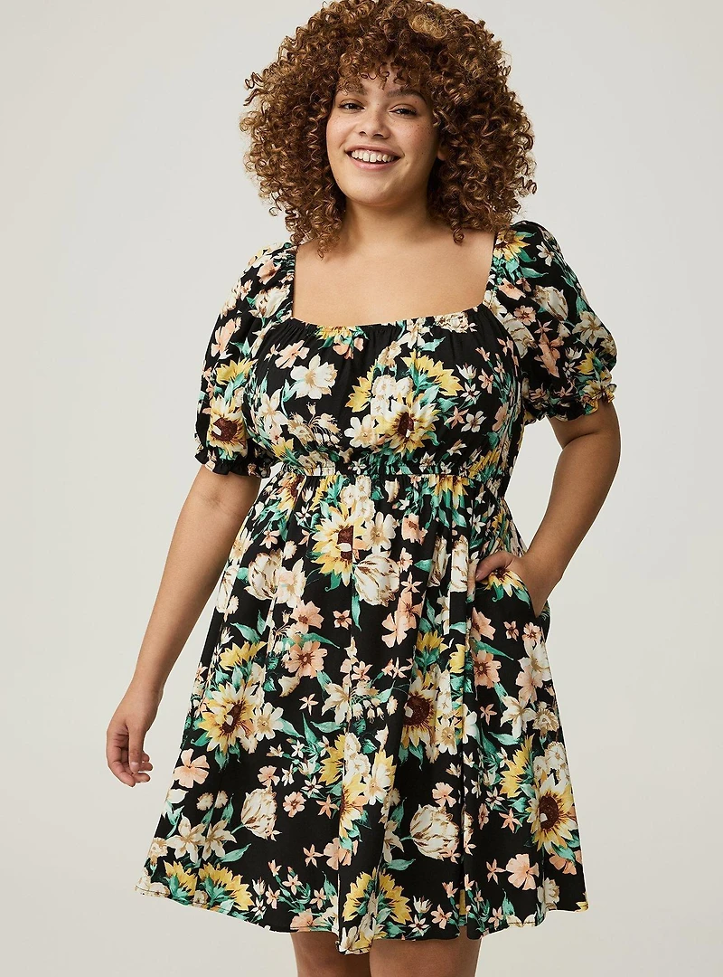 Mini Puff-Sleeve Dress