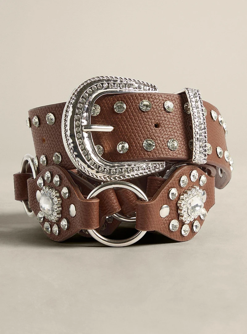 Studded Rhinestone Western Belt