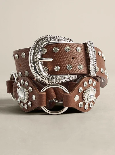 Studded Rhinestone Western Belt