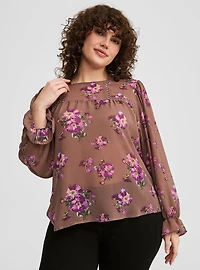 Chiffon Trim Inset Top