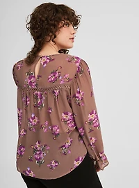 Chiffon Trim Inset Top