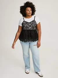 Peplum Ruffle Cami 2Fer Top