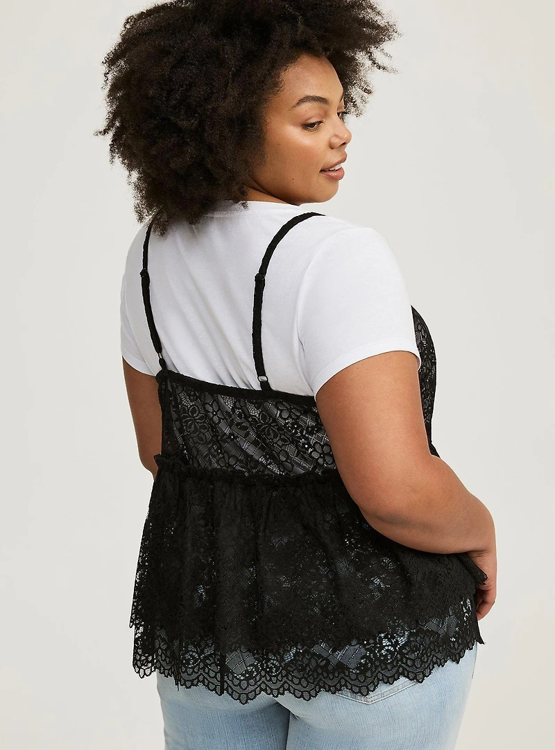 Peplum Ruffle Cami 2Fer Top