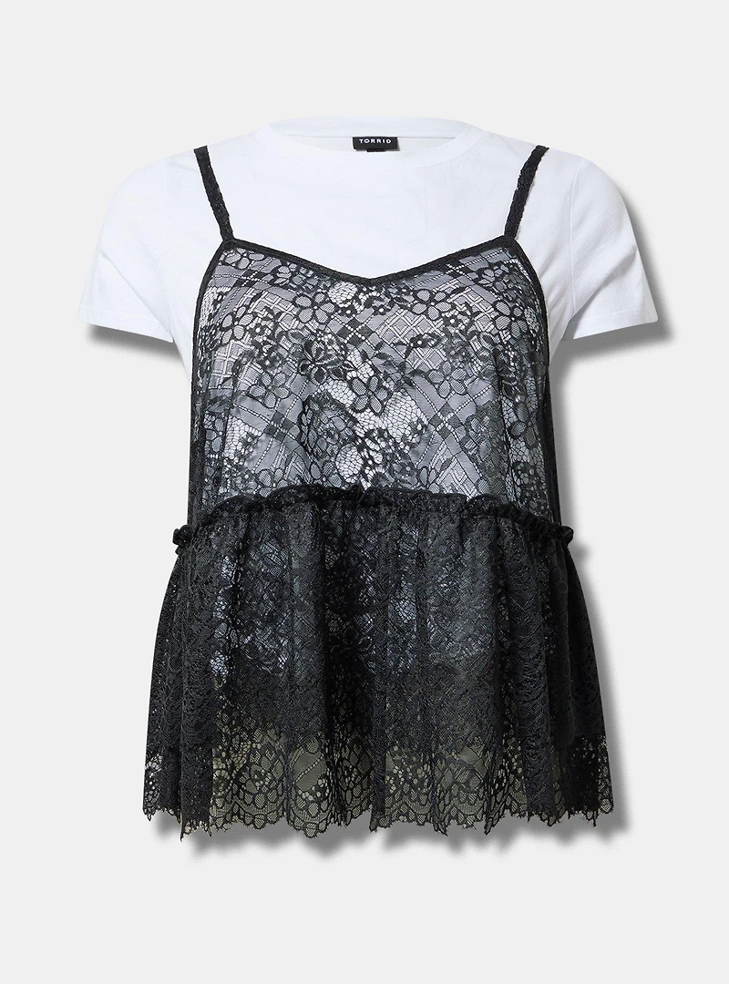 Peplum Ruffle Cami 2Fer Top
