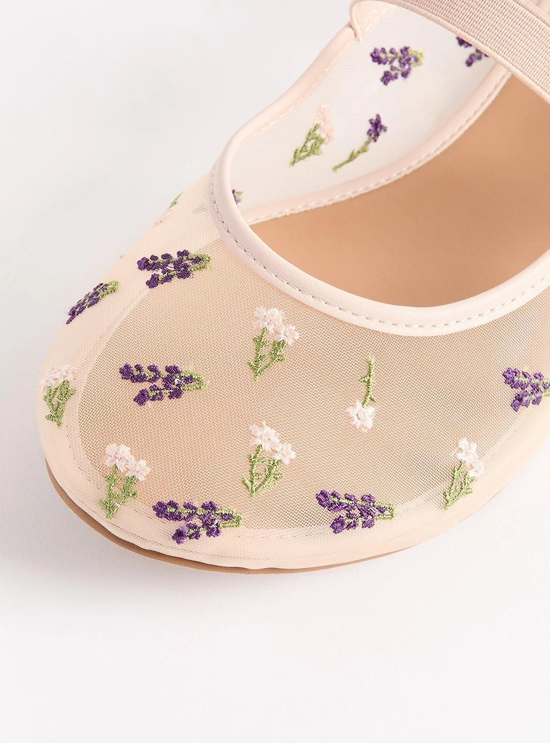 Floral Mesh Mary Jane Flat (WW