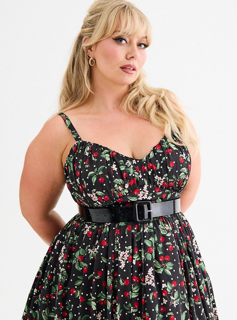 Retro Chic Pleated Swing Dress