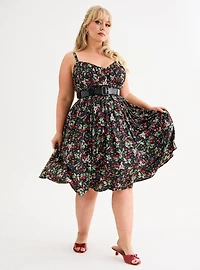 Retro Chic Pleated Swing Dress