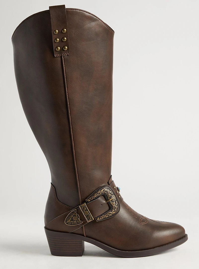 Side Buckle Western Knee Boot (WW)