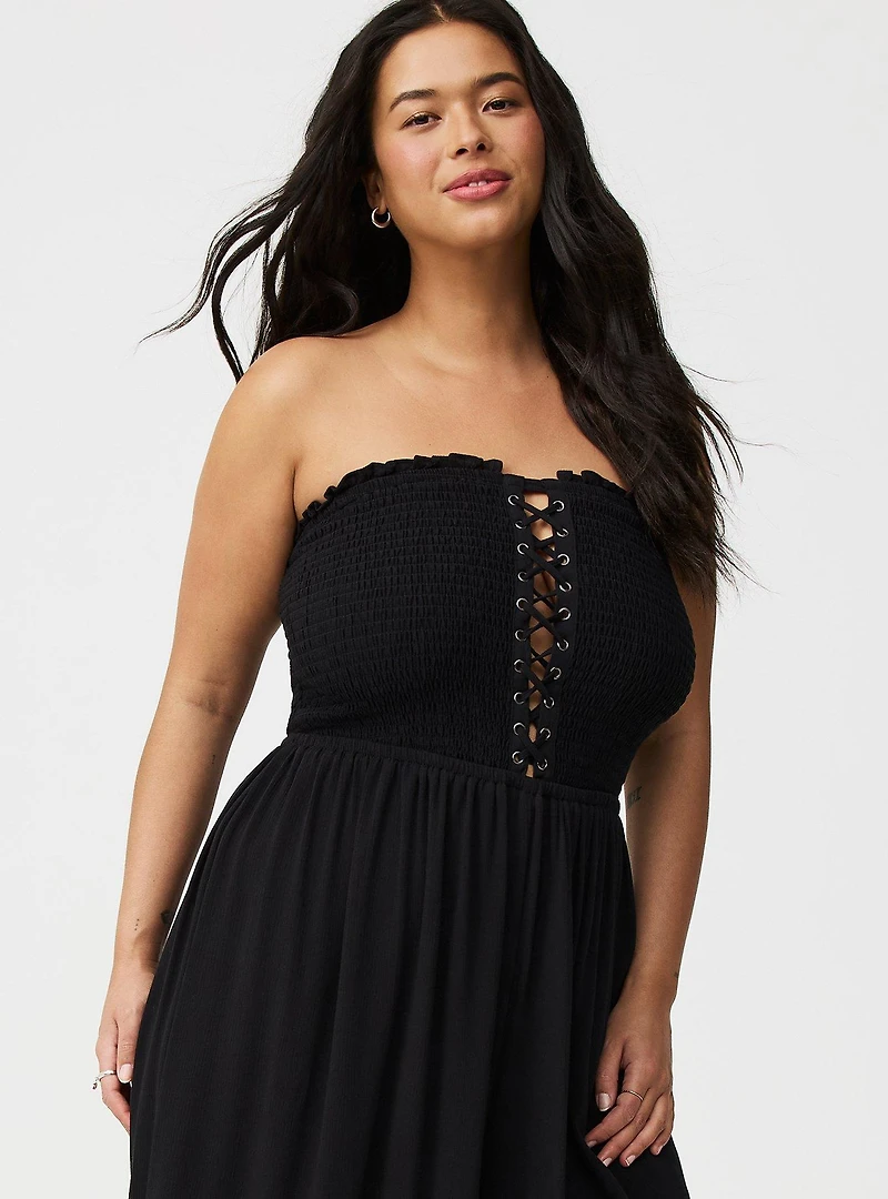 Lace-Up Culotte Jumpsuit